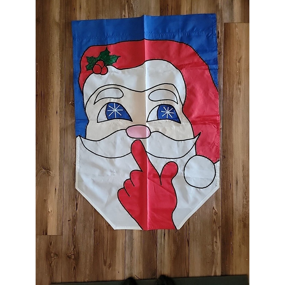 Vintage SANTA CLAUS Applique Garden/ Wall Flag 28 X 40 Heavy Duty Decorative